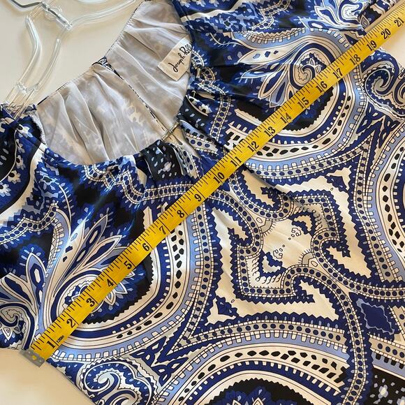 Joseph Ribkoff Vintage Retro Top Womens Size 8 Blue Swirl Keyhole Career Blouse - Picture 6 of 7